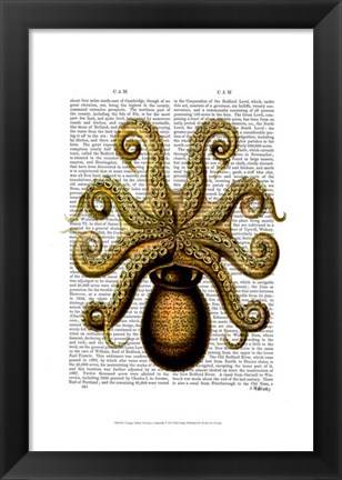 Framed Vintage Yellow Octopus Underside Print