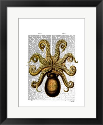 Framed Vintage Yellow Octopus Underside Print