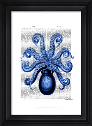 Framed Vintage Blue Octopus 1 Underside Print