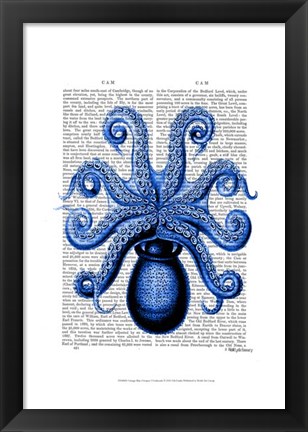 Framed Vintage Blue Octopus 1 Underside Print