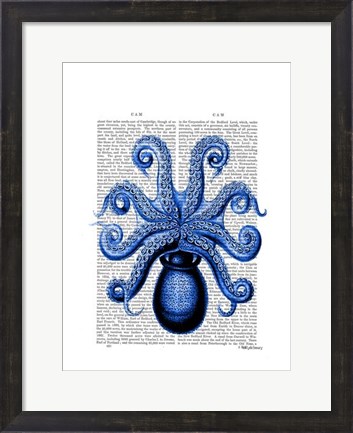 Framed Vintage Blue Octopus 1 Underside Print
