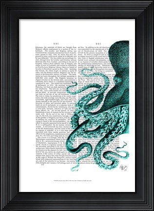 Framed Octopus Green Half Print