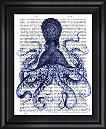 Framed Blue Octopus 3 Print