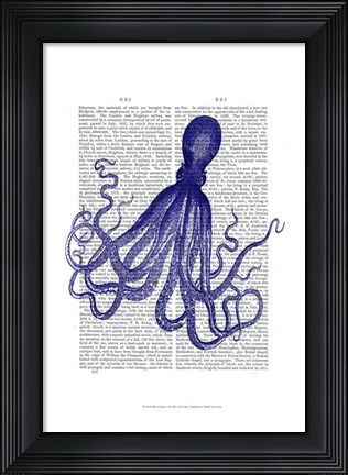 Framed Blue Octopus 4 Print