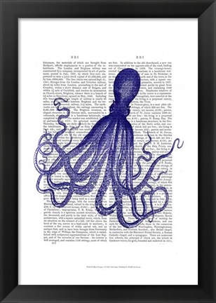 Framed Blue Octopus 4 Print