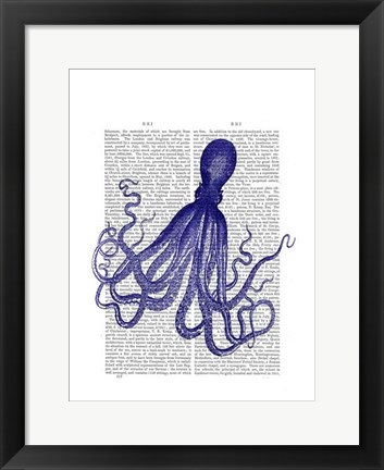 Framed Blue Octopus 4 Print