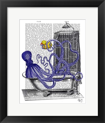 Framed Octopus in Bath Print