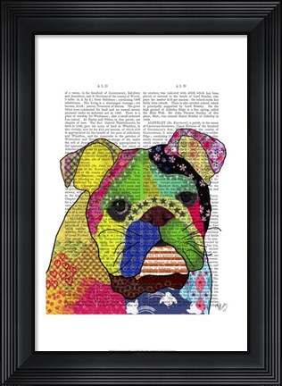 Framed Patchwork Bulldog Print