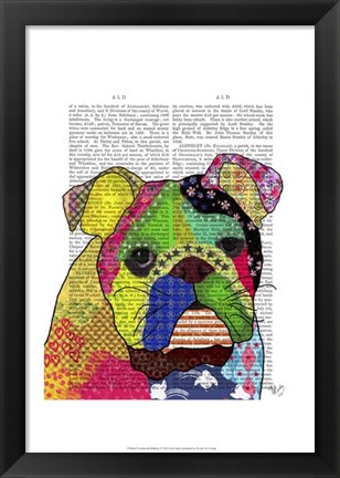 Framed Patchwork Bulldog Print