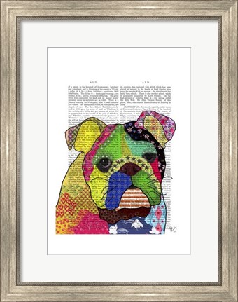 Framed Patchwork Bulldog Print