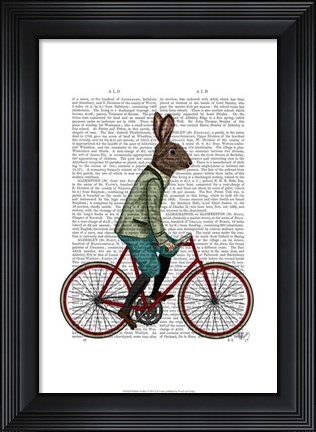 Framed Rabbit On Bike Print