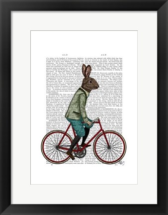 Framed Rabbit On Bike Print