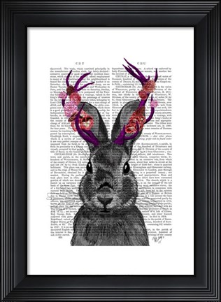 Framed Jackalope with Pink Antlers Print