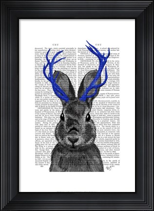 Framed Jackalope with Blue Antlers Print