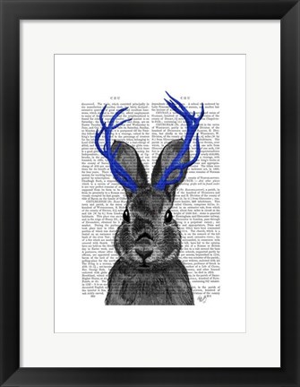 Framed Jackalope with Blue Antlers Print