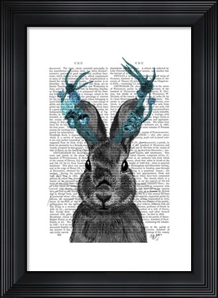 Framed Jackalope with Turquoise Antlers Print