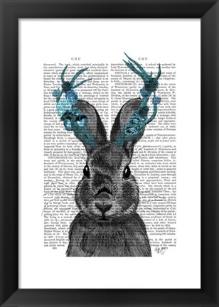 Framed Jackalope with Turquoise Antlers Print