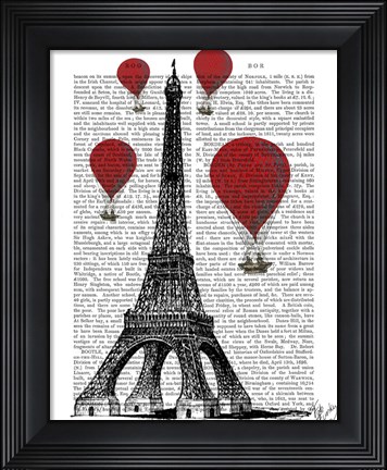 Framed Eiffel Tower and Red Hot Air Balloons Print
