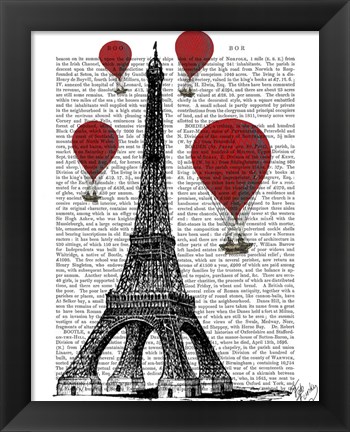 Framed Eiffel Tower and Red Hot Air Balloons Print