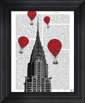 Framed Chrysler Building and Red Hot Air Balloons Print