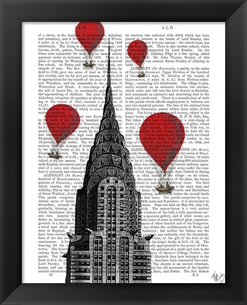 Framed Chrysler Building and Red Hot Air Balloons Print