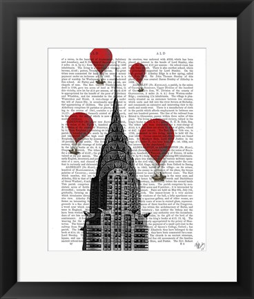 Framed Chrysler Building and Red Hot Air Balloons Print