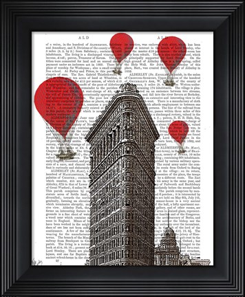 Framed Flat Iron Building and Red Hot Air Balloons Print