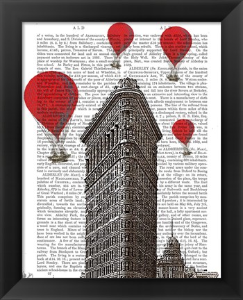 Framed Flat Iron Building and Red Hot Air Balloons Print