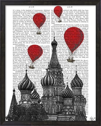 Framed St Basil&#39;s Cathedral and Red Hot Air Balloons Print