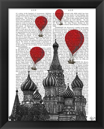 Framed St Basil&#39;s Cathedral and Red Hot Air Balloons Print