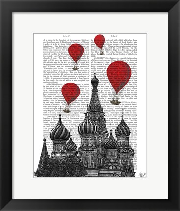 Framed St Basil&#39;s Cathedral and Red Hot Air Balloons Print