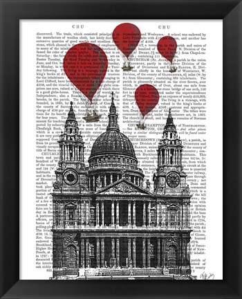 Framed St Pauls Cathedral and Red Hot Air Balloons Print