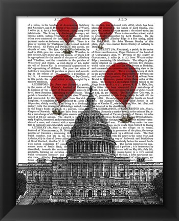 Framed US Capitol Building and Red Hot Air Balloons Print