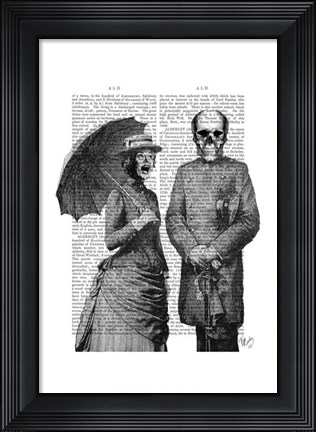 Framed Screaming Woman and Skull Print