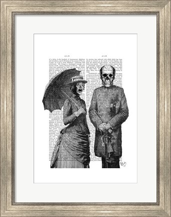 Framed Screaming Woman and Skull Print