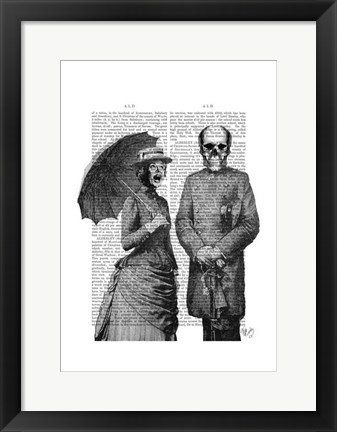 Framed Screaming Woman and Skull Print