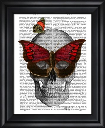 Framed Pink Butterfly Mask Skull Print