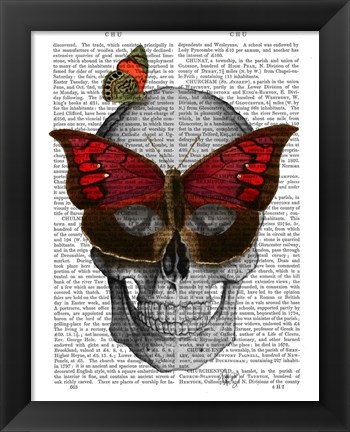 Framed Pink Butterfly Mask Skull Print