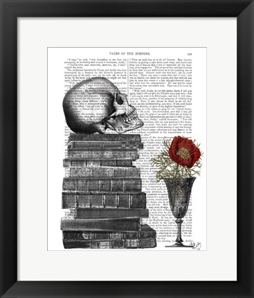 Framed Skull And Books Print