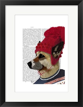 Framed Dog in Ski Sweater Print