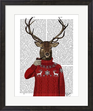 Framed Deer in Ski Sweater Print