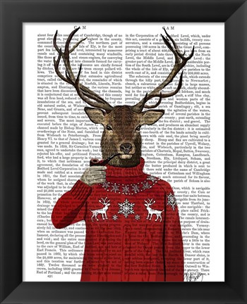 Framed Deer in Ski Sweater Print