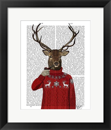 Framed Deer in Ski Sweater Print