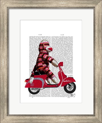Framed Sock Monkey on Moped Print