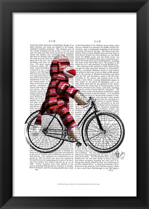 Framed Sock Monkey on Bicycle Print