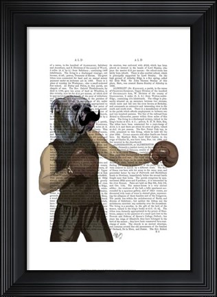 Framed Boxing Bulldog Portrait Print