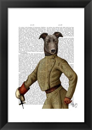 Framed Greyhound Fencer Dark Portrait Print