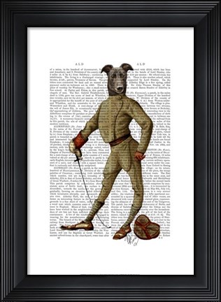 Framed Greyhound Fencer Dark Full Print
