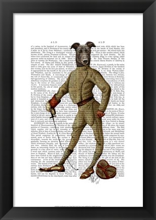 Framed Greyhound Fencer Dark Full Print