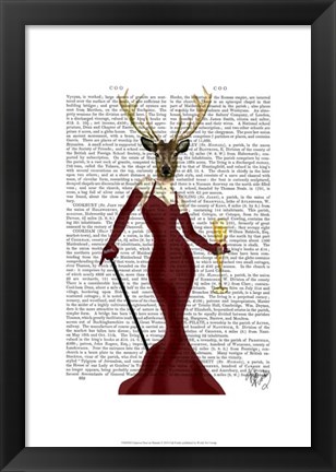 Framed Glamour Deer in Marsala Print